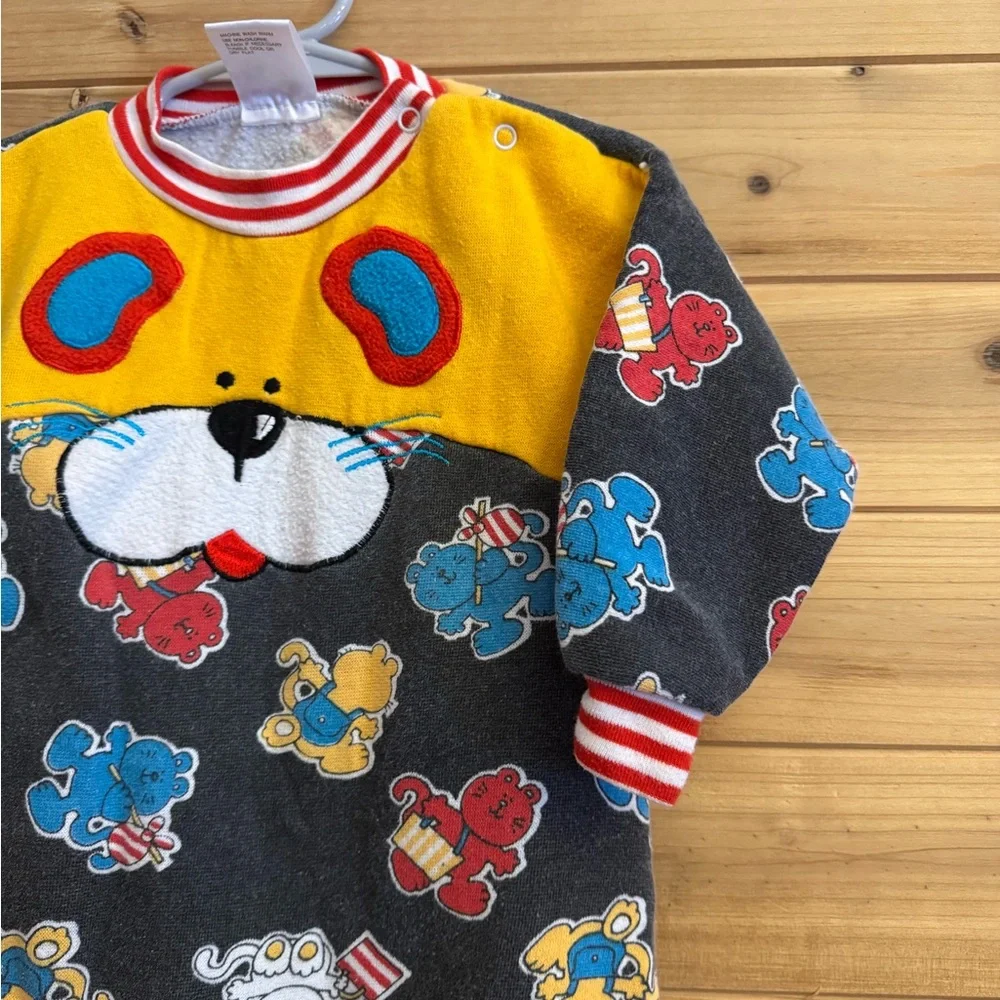 Vintage 90’s 9 & 18 Months Animal Giraffe Cat Colorful Romper Jumpsuit Retro